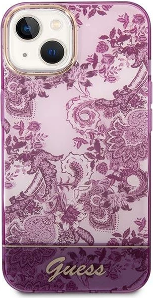 Mbështjellës Guess Porcelain Collection për iPhone 14 Plus 6.7", fuchsia