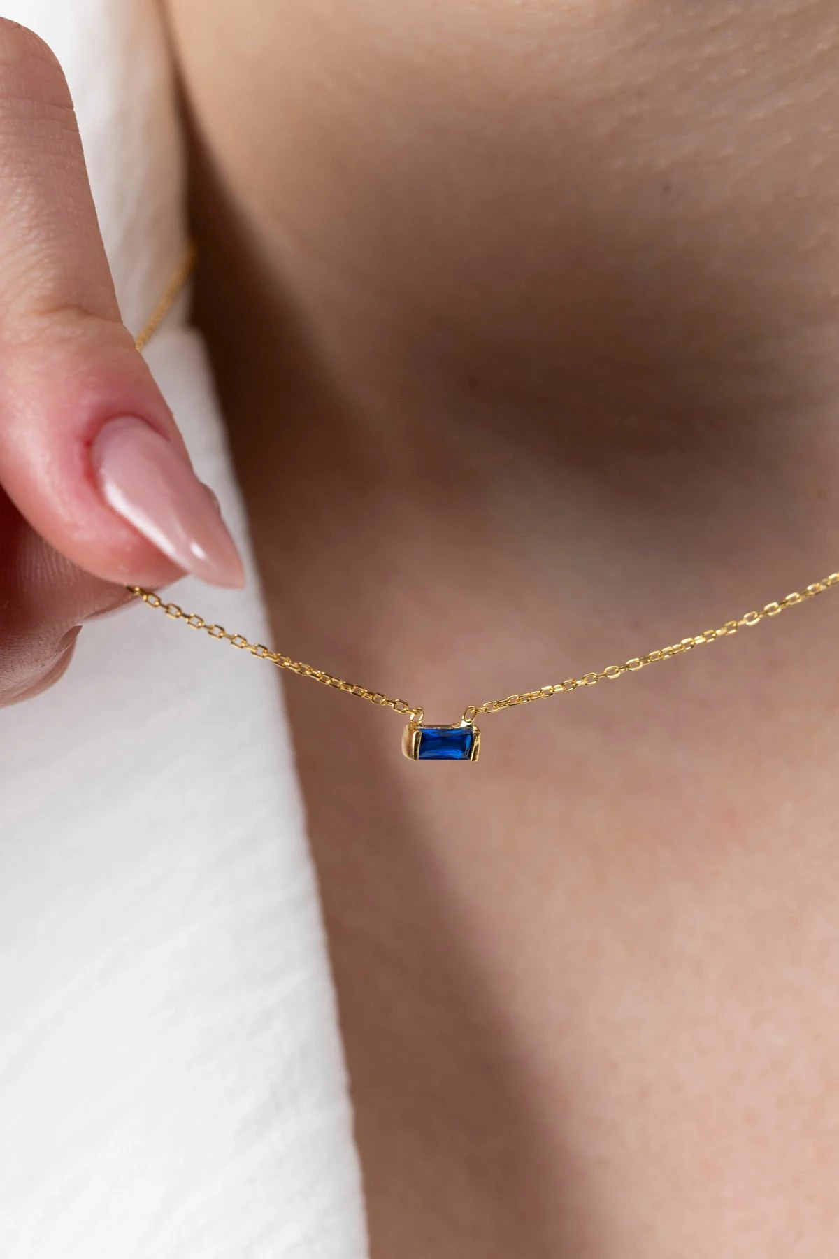 Qafore argjendi me gurë navy blue, Elika Silver, TFNY65236