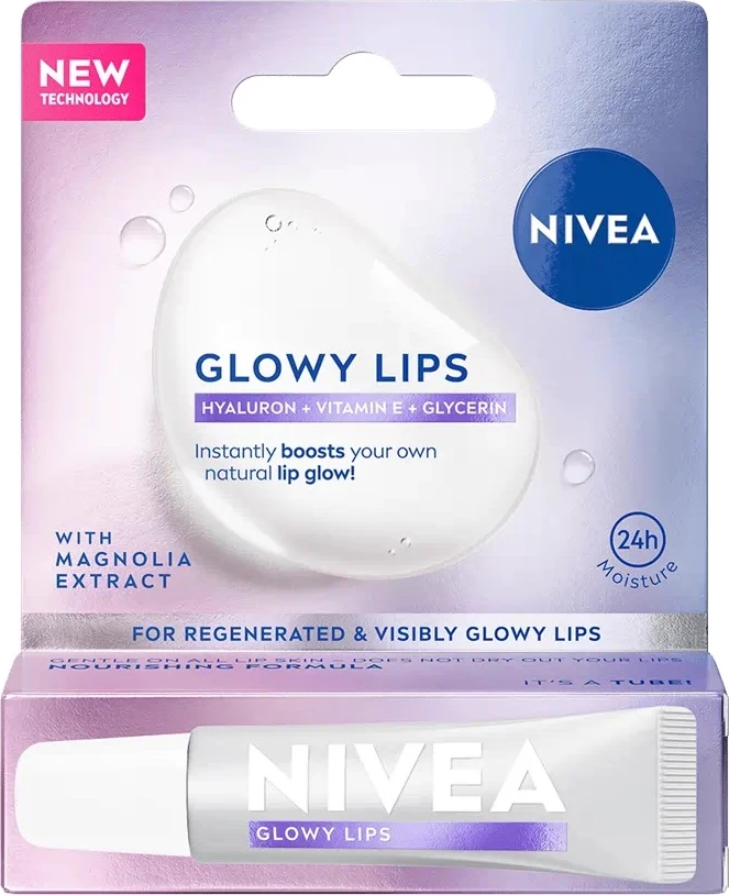 Balsam për buzë Nivea Glowy Lips për femra transparent 10ml
