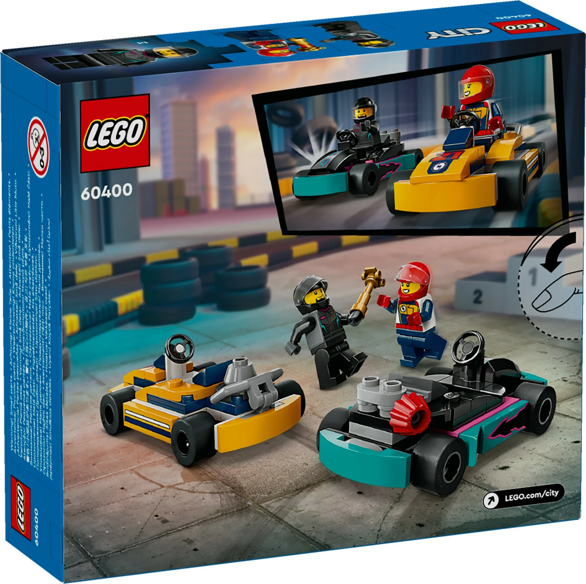 Set ndërtimi LEGO City Go-Karts dhe Shoferët e Garave 60400, 99 pjesë, shumëngjyrësh