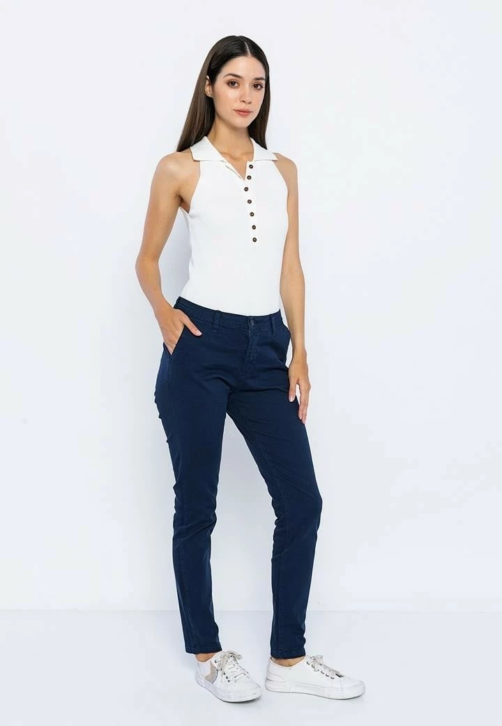 Pantallona chino Basics&More femra, blu