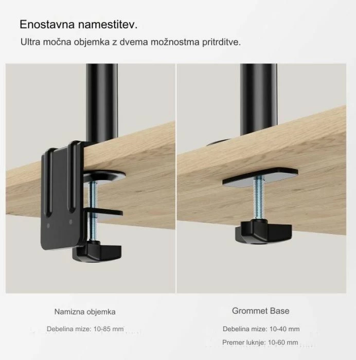 Mbajtës tavoline për 3 monitorë VONHAUS 3000243, 17-27 inç, gas spring, VESA 75x75/100x100, i zi