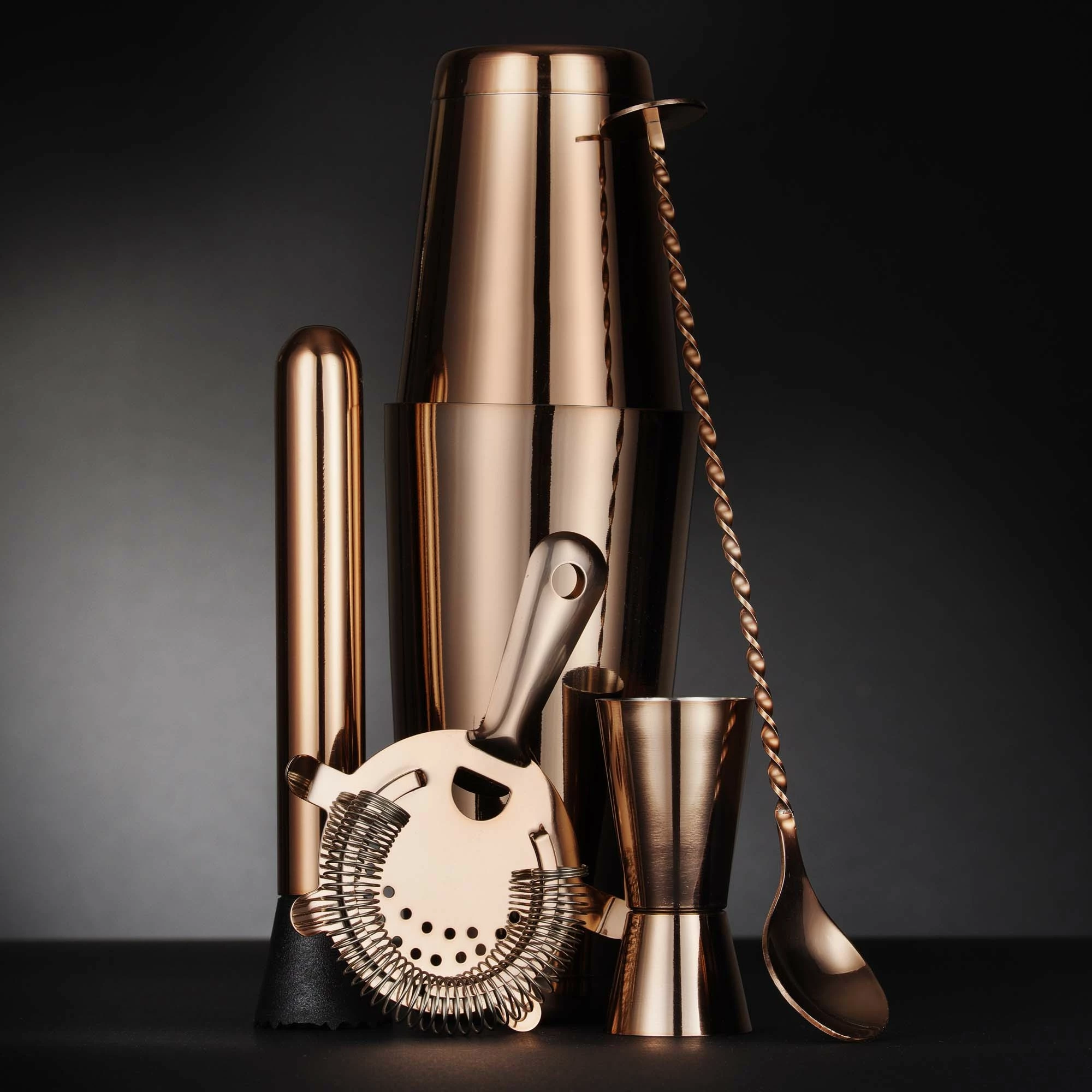 Set mjete baretarie, Bar Up, Barkit in Tube, çelik inox i veshur me bakër, tub kartoni Ø120×H320 mm, bakër, set