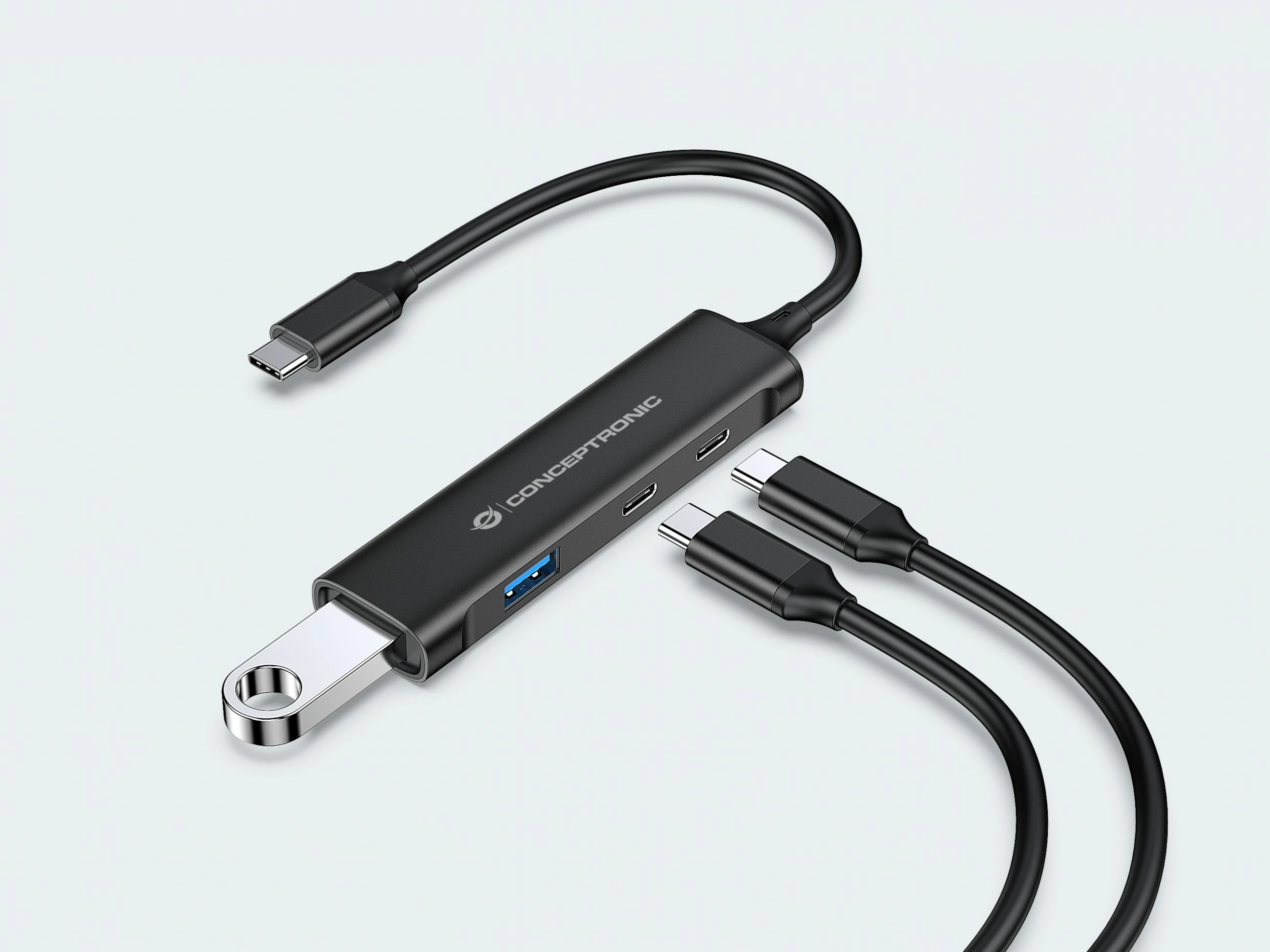 Hub USB Conceptronic 4-portë, USB-C 3.2 Gen1, 2x USB-A 3.0, 2x USB-C, i zi