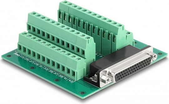 Adapter DeLOCK D-Sub HD 44-pin femër në bllok terminal për DIN shinë, jeshile