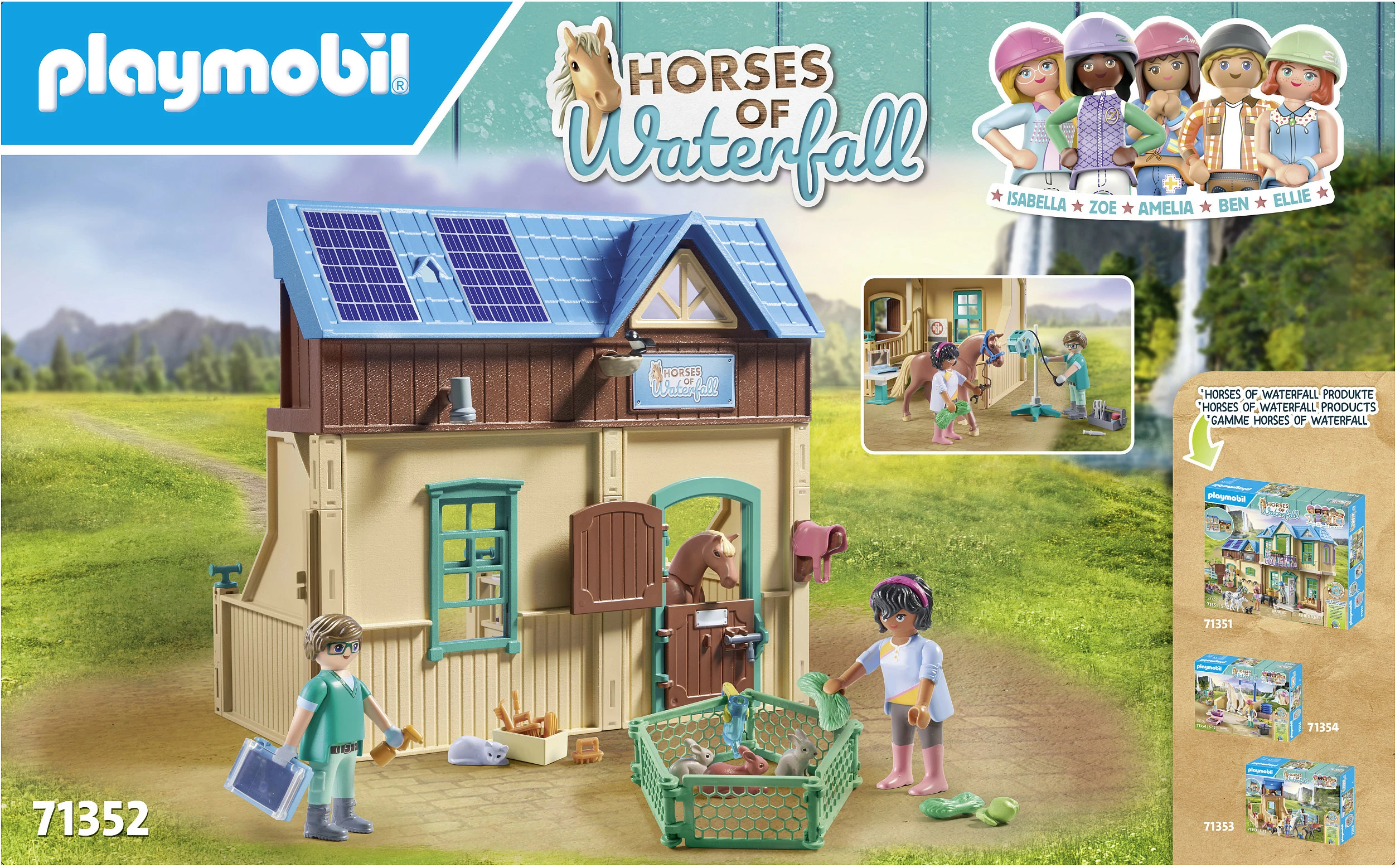 Set lodrash Playmobil Horses of Waterfall 71352, klinikë veterinare dhe terapi me kalë, 164 copë, shumëngjyrëshe