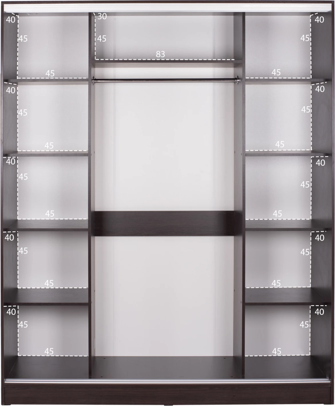 Dollap me dyer rrëshqitëse, ngjyrë wenge, FH2461.02, 183x60x220 cm