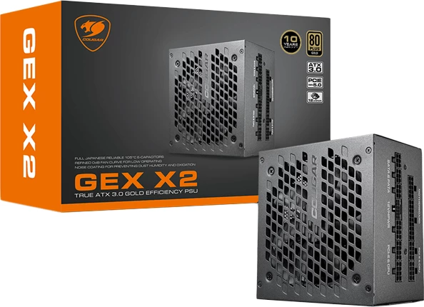 Furnizues rryme (PSU) COUGAR GEXX2 1000 1000W, 80 Plus Gold, fully modular, PCIe 5.0 (12VHPWR), zi