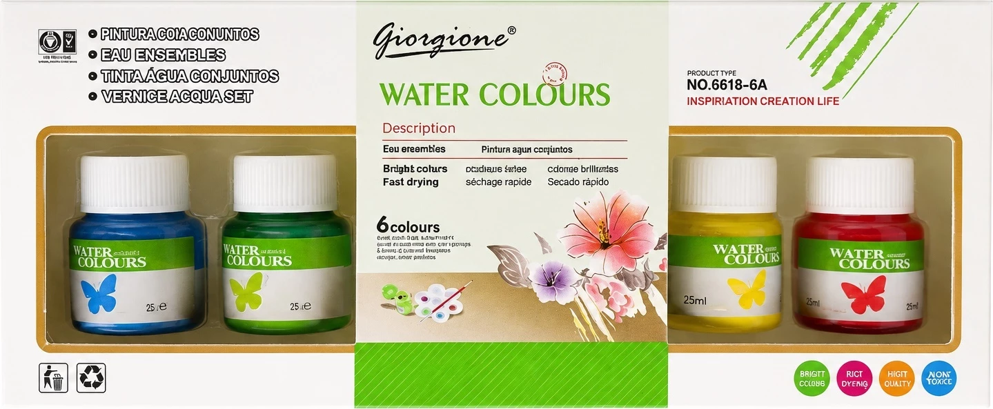 Set Bojërash me Ujë Giorgione – 6 Ngjyra (25 ml secila)