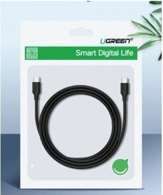 Kabllo USB-C në USB-C UGREEN 50996 0.5m PD 60W, QC, 480Mbps, 3A, e zezë, polybag