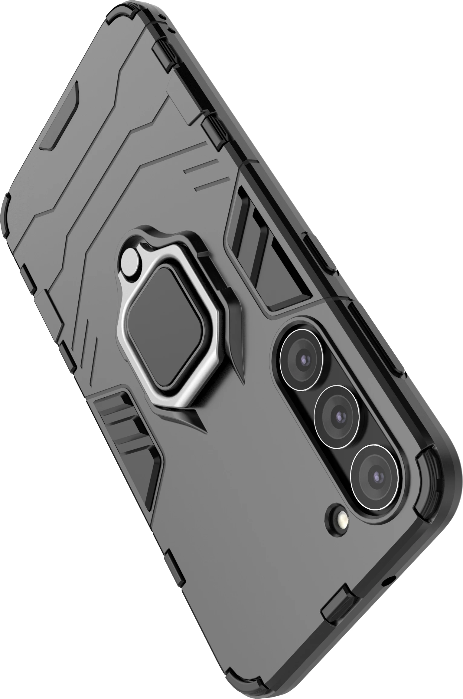 Mbështjellës Hurtel Ring Armor për Samsung Galaxy S23+, me unazë magnetike, i zi