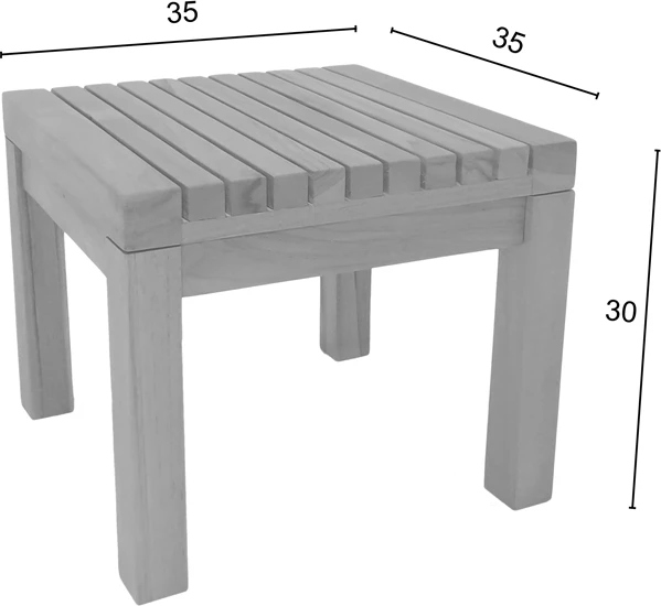 Tavolinë plazhi prej druri teak, ngjyrë natyrale, 35x35x30 cm