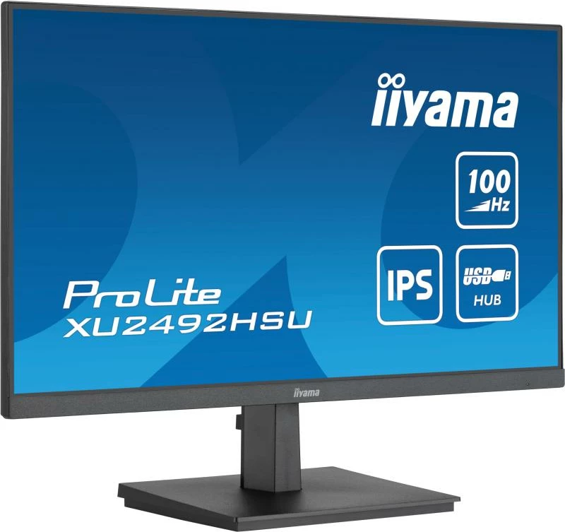 Monitor, iiyama, ProLite XU2492HSU-B6, 24" IPS 100Hz AdaptiveSync, HDMI/DisplayPort USB 3.2 hub altoparlantë, e zezë