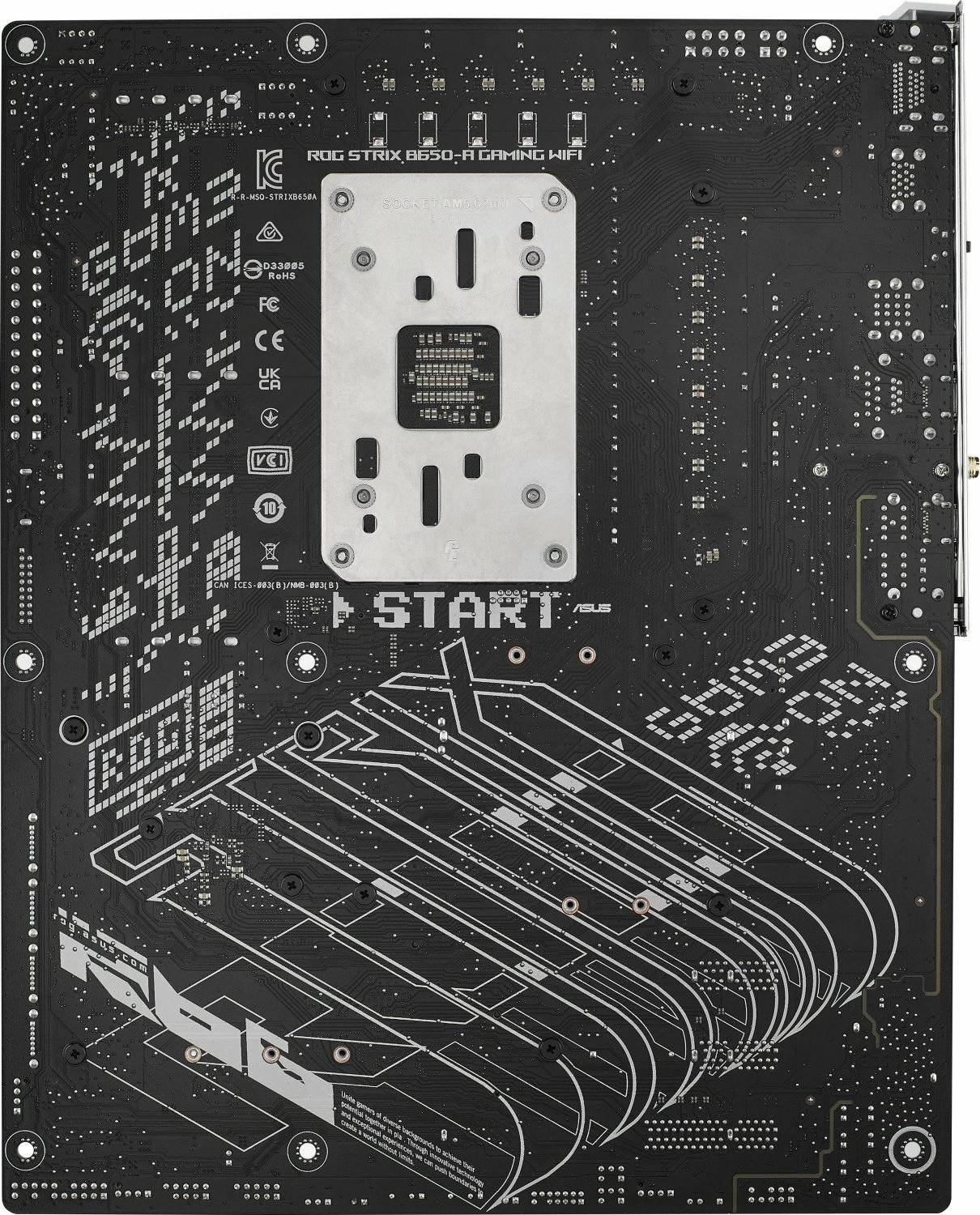 Pllakë amë Asus ROG Strix B650-A Gaming WiFi, ATX, DDR5, Wi‑Fi 6E, 128GB RAM max, bardhë/zezë, me antenë WiFi