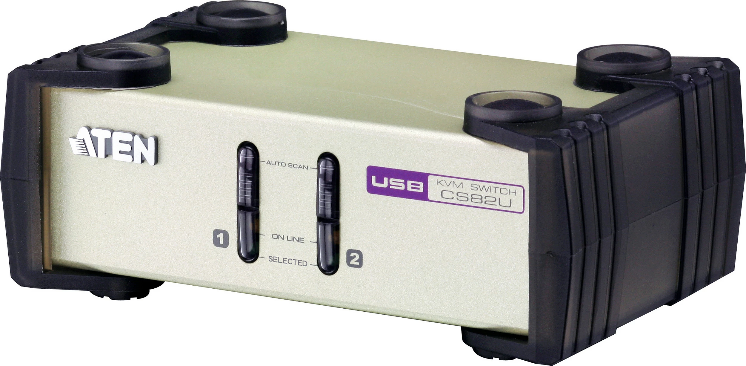 Switch KVM ATEN CS82U, 2-Port USB/PS/2 VGA, QXGA 2048x1536, kabllo të përfshira, gri e hapur