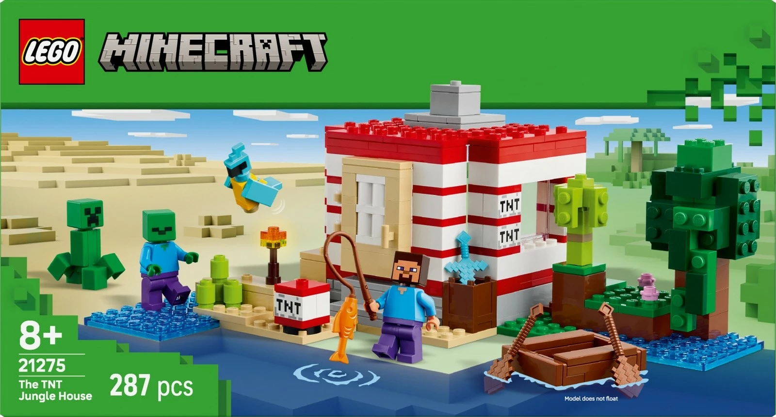 Set LEGO Minecraft Jungle TNT House 21275, 287 pjesë