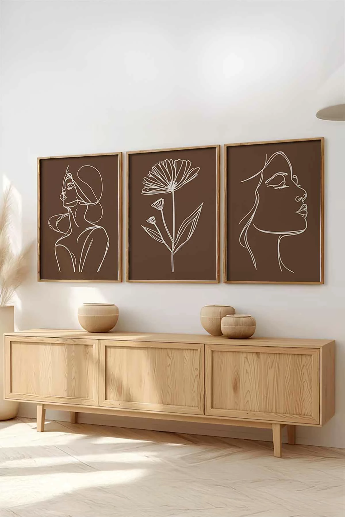Set pikturash dekorative me kornizë MDF, 3 copë, Wallity, Huhu516, 20x30cm
