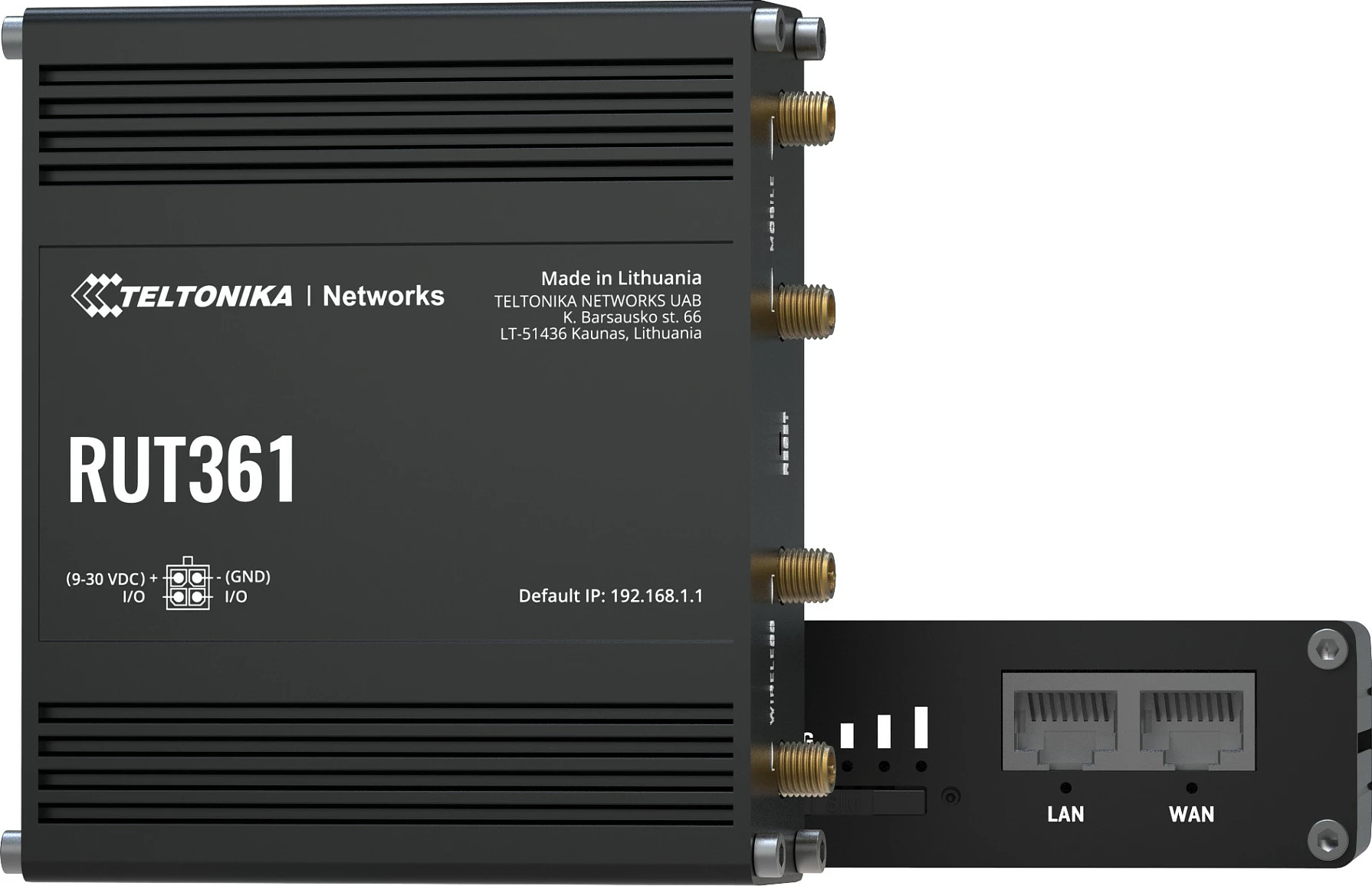 Router industrial Teltonika RUT361, 4G LTE Cat 6, Wi‑Fi 4, 2x RJ45 100Mb/s, i zi