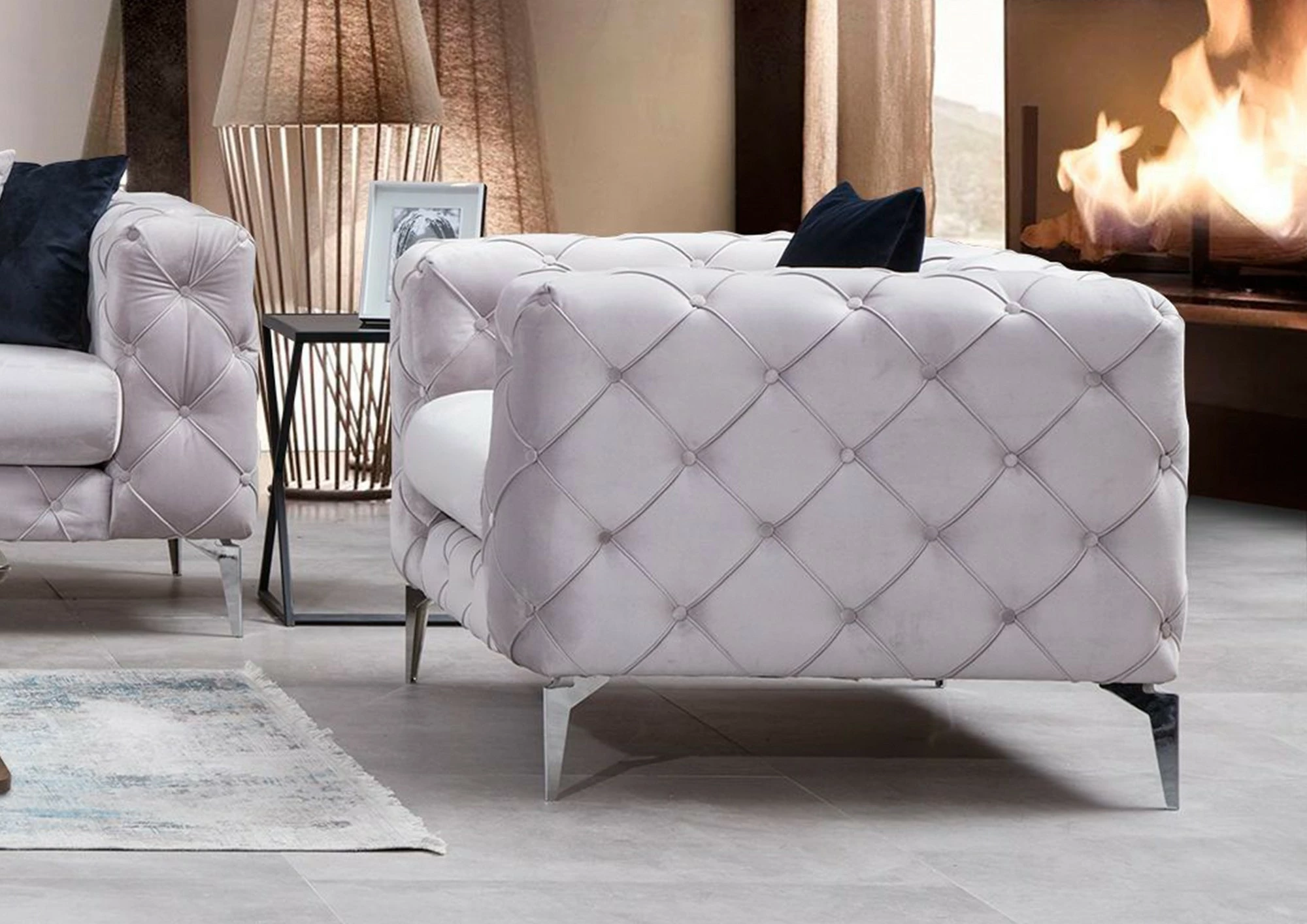 Karrige Wing Atelier del Sofa, Como, gri e çelët