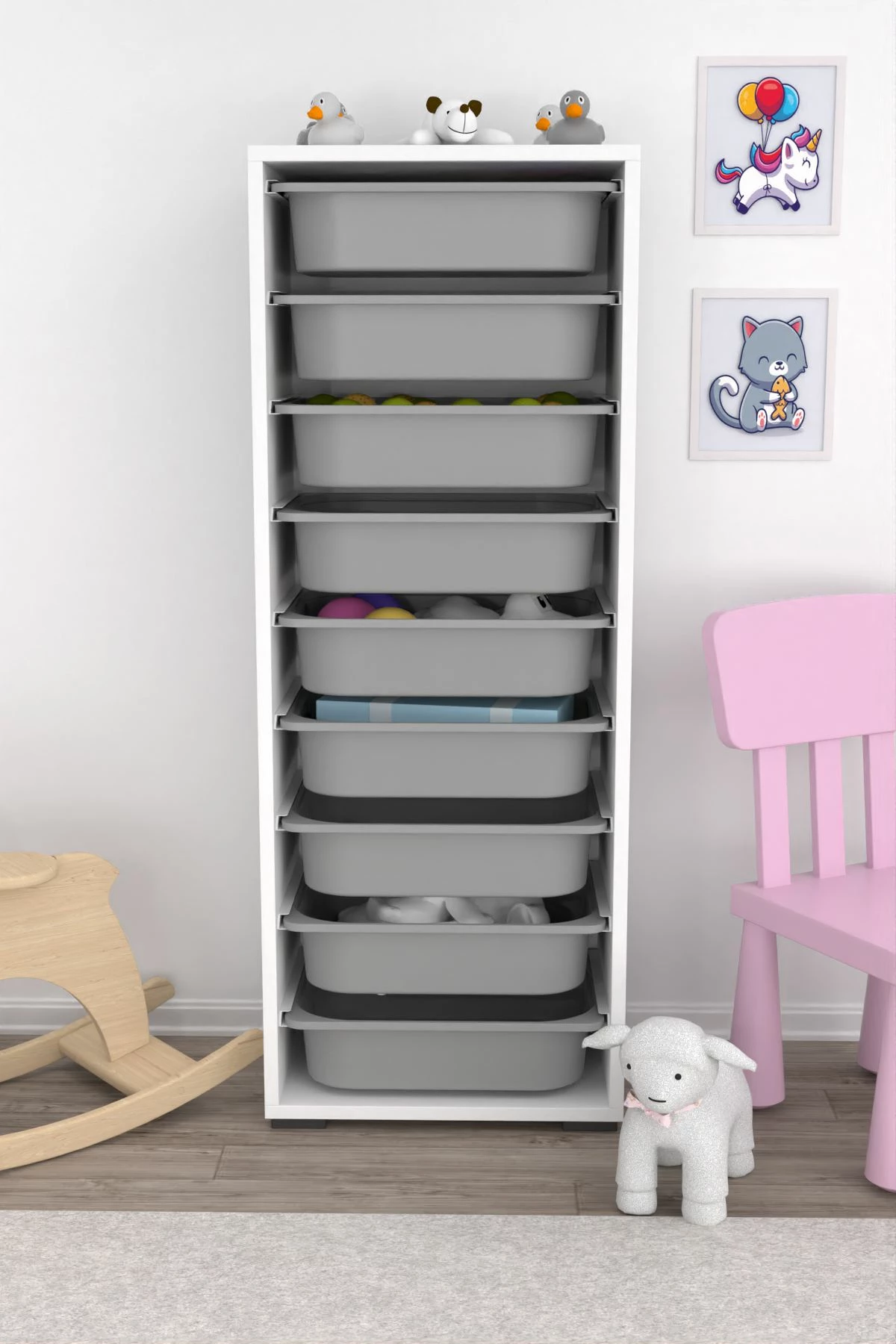 Dollap shumëpërdorimësh Hanah Home, Zola 9N, bardhë-gri