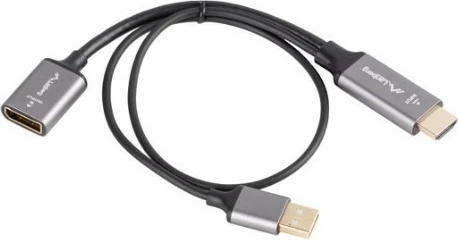 Adapter Lanberg AD-HD-DP-02 HDMI në DisplayPort, 20cm, Argjendtë