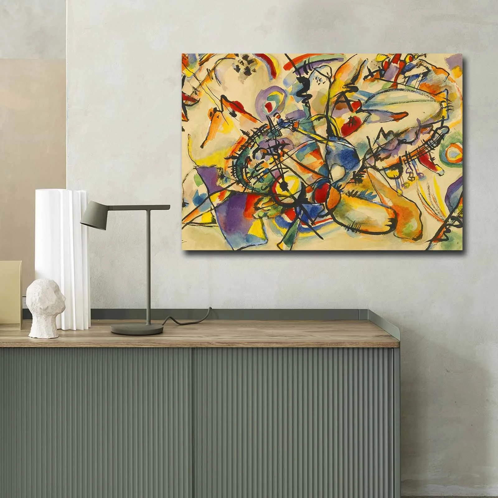 Pikturë dekorative në kanavacë, art Kandinsky, shumëngjyrëshe, 70x100cm