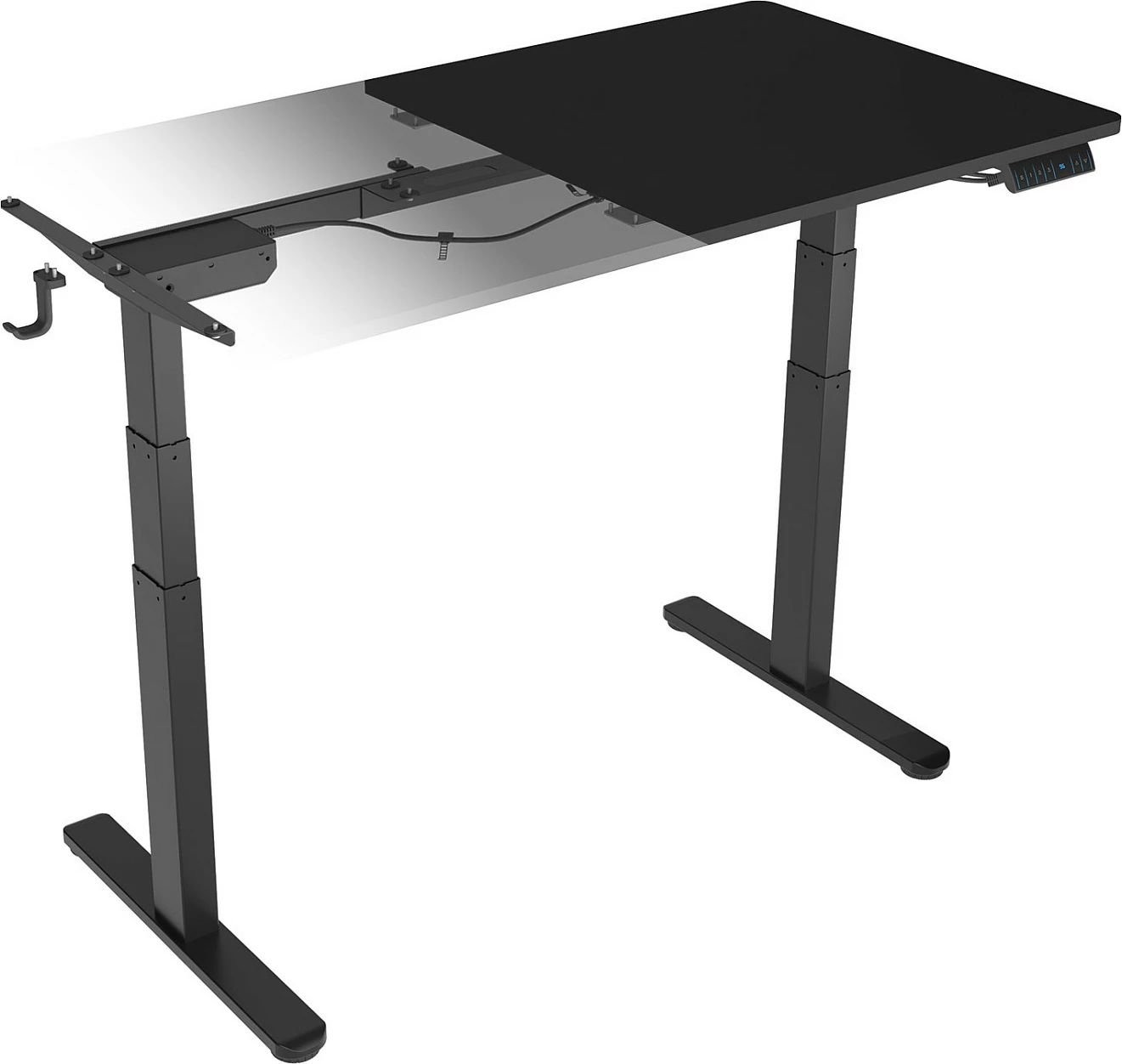 Tavolinë zyre me ngritje elektrike ICY BOX IB-EW122B-TT, 140x70 cm, 63-128 cm, 2 motorë, e zezë