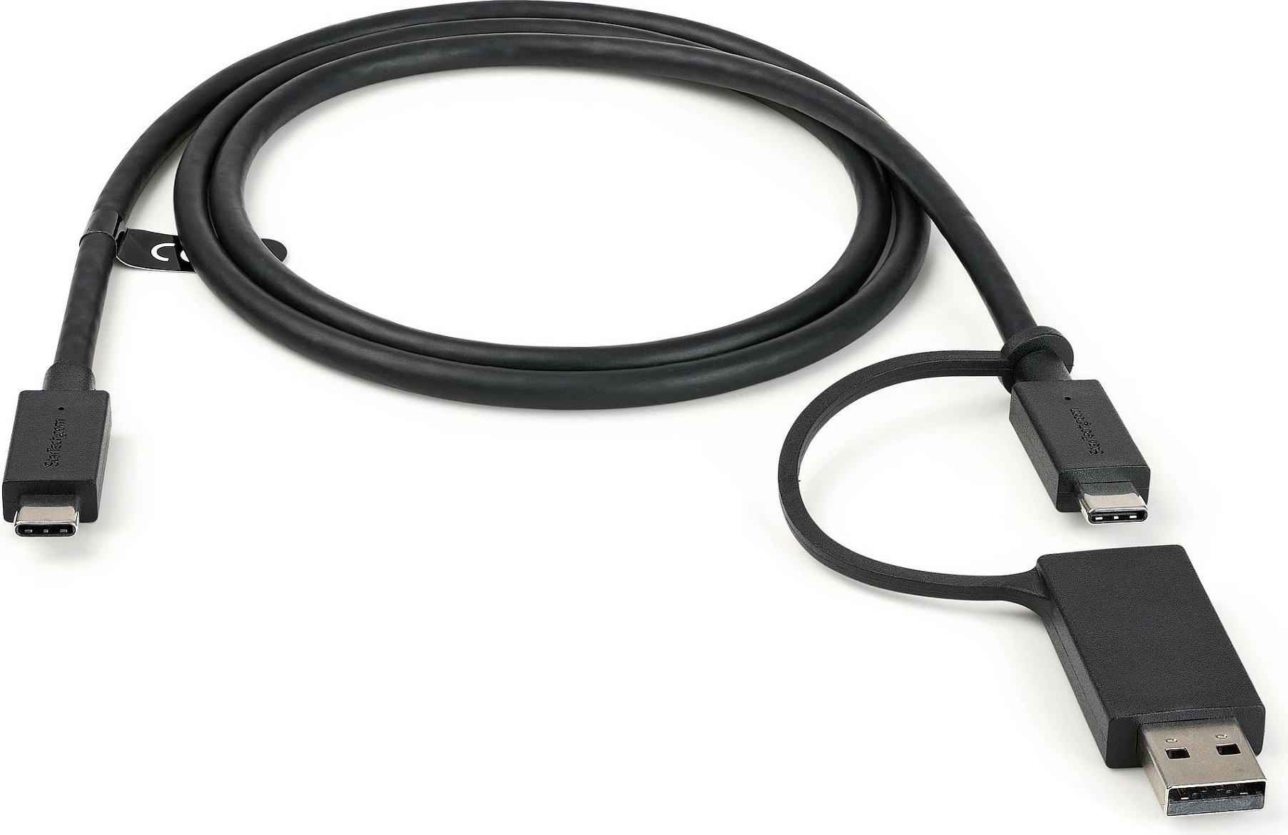 Kabllo StarTech USB-C në USB-C 1m, 10Gbps, PD 100W, me adapter USB-A, e zezë