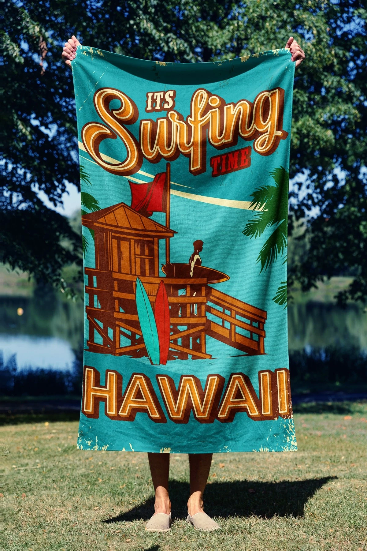Peshqir plazhi Mijolnir, Surfing Time Hawaii, 70x130cm