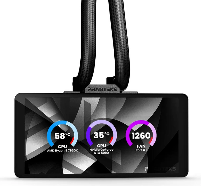 Ftohës me ujë AiO Phanteks Glacier One 360M25 LCD, 360mm, 3x120mm RGB, i zi