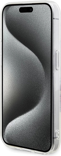 Mbështjellës Guess IML Flowers Wreath MagSafe për iPhone 15 Pro, Transparent
