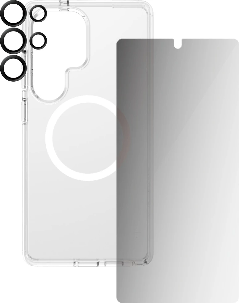 Mbështjellës PanzerGlass CARE Flagship 3in1 me xham privatësie dhe mbrojtëse lente për Samsung Galaxy S25 Ultra