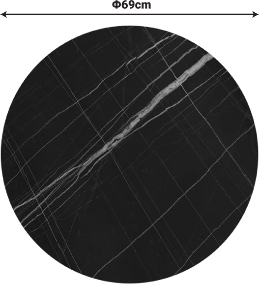 Sipërfaqe tavoline Relian, pamje mermeri të zi, HPL, D69cm, trashësi 12mm