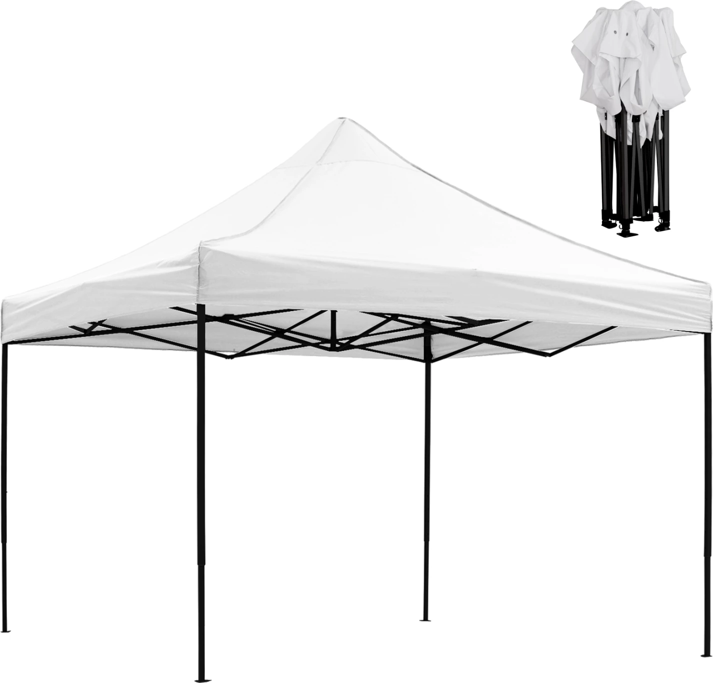 Gazebo i palosshëm MATTHEW, kornizë metalike e zezë, hije e bardhë, 3x3x3.10Hm