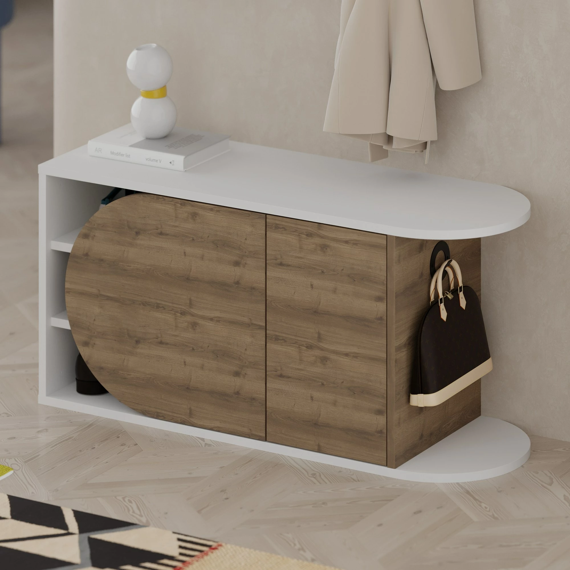 Dollap këpucësh Skye Decor, Nova, ngjyrë Hitit dhe e bardhë