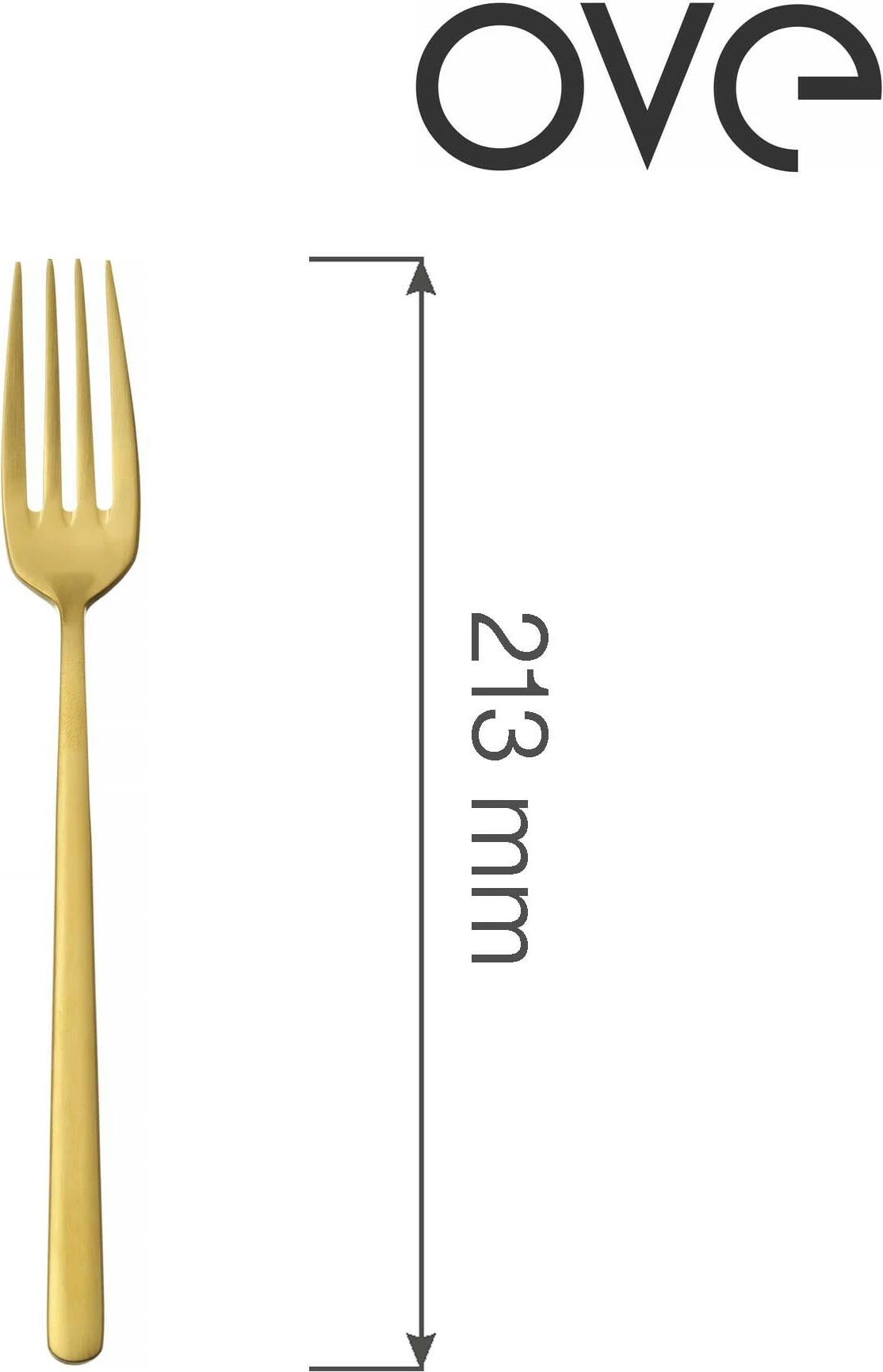 Pirun tavoline OVE Amarone Gold 213 mm, çelik inox 18/10, trashësi 4 mm, set 12 copë, ngjyrë ari