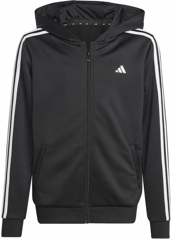 Duks për fëmijë adidas Tr-Es 3 Stripes me zinxhir të plotë, i zi