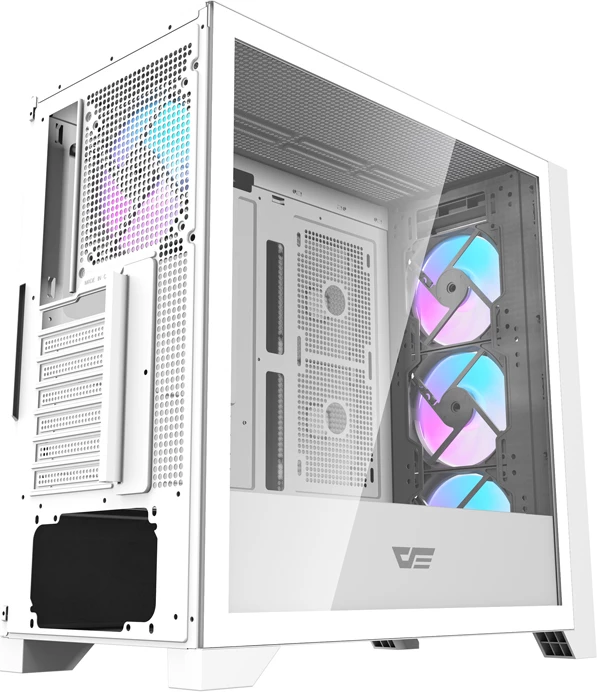 Kasë Darkflash DRX90 Glass, Mid Tower, ATX, me xham të temperuar, e bardhë