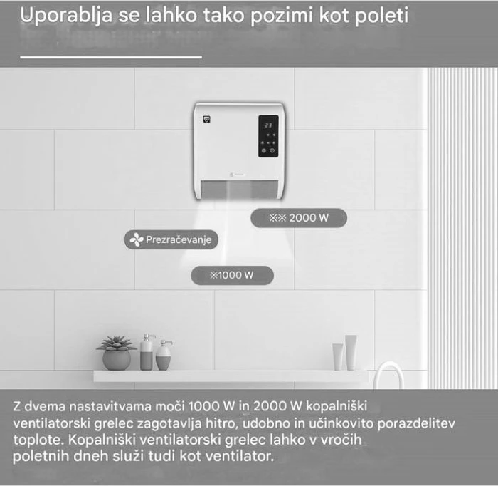Ngrohës ventilator banjoje SHE SHX71BHL2000W 2000 W, i bardhë