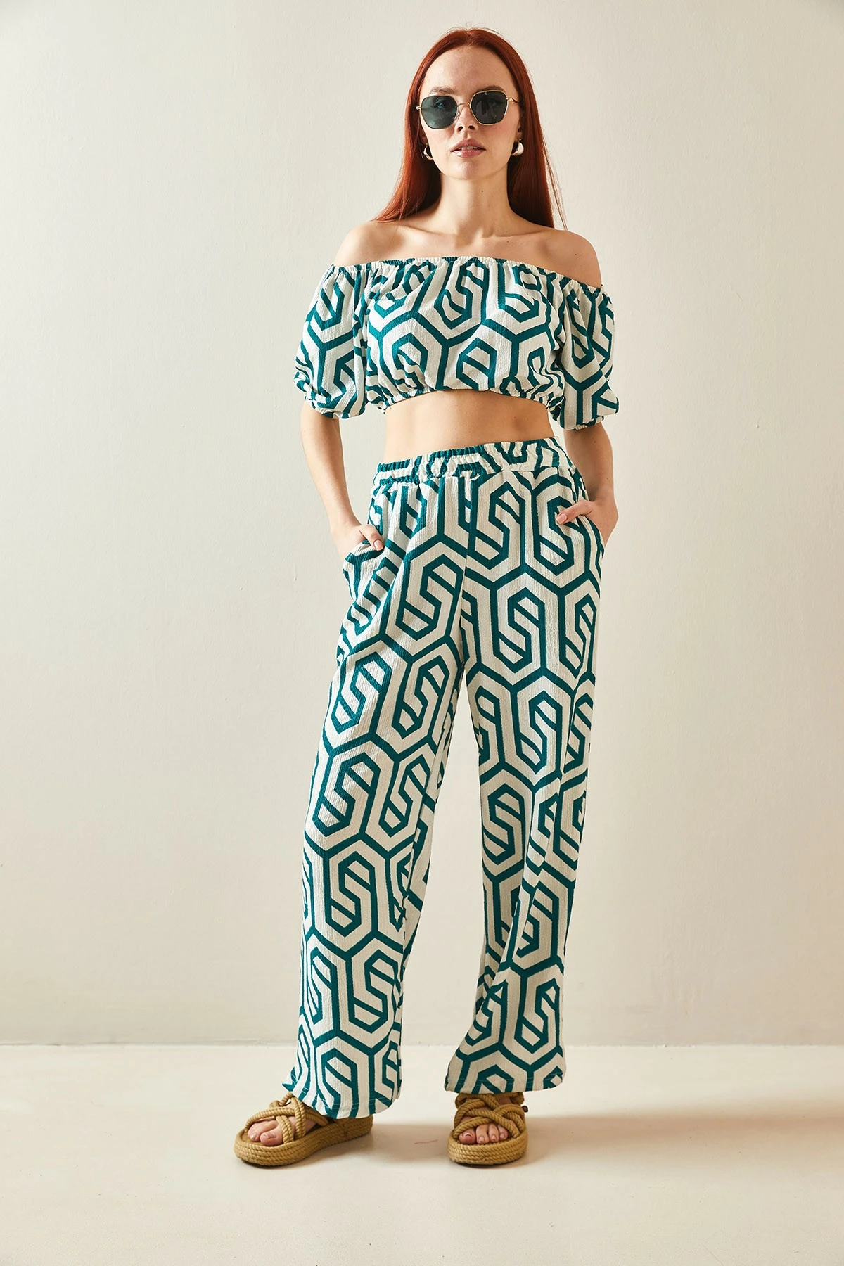 Set kimono me pantallona, jeshile, Jumeon, 5YXK8-48188