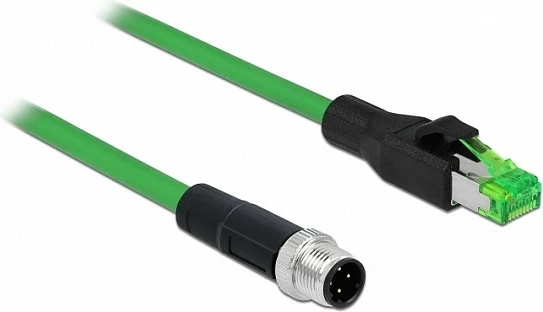 Kabllo rrjeti DeLOCK M12 4-Pin D-koduar në RJ45, 2 m, e gjelbër