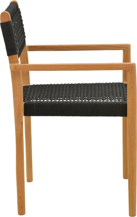 Karrige me krahë Lengan, dru tik natyral, litar i zi, 54x52x80cm