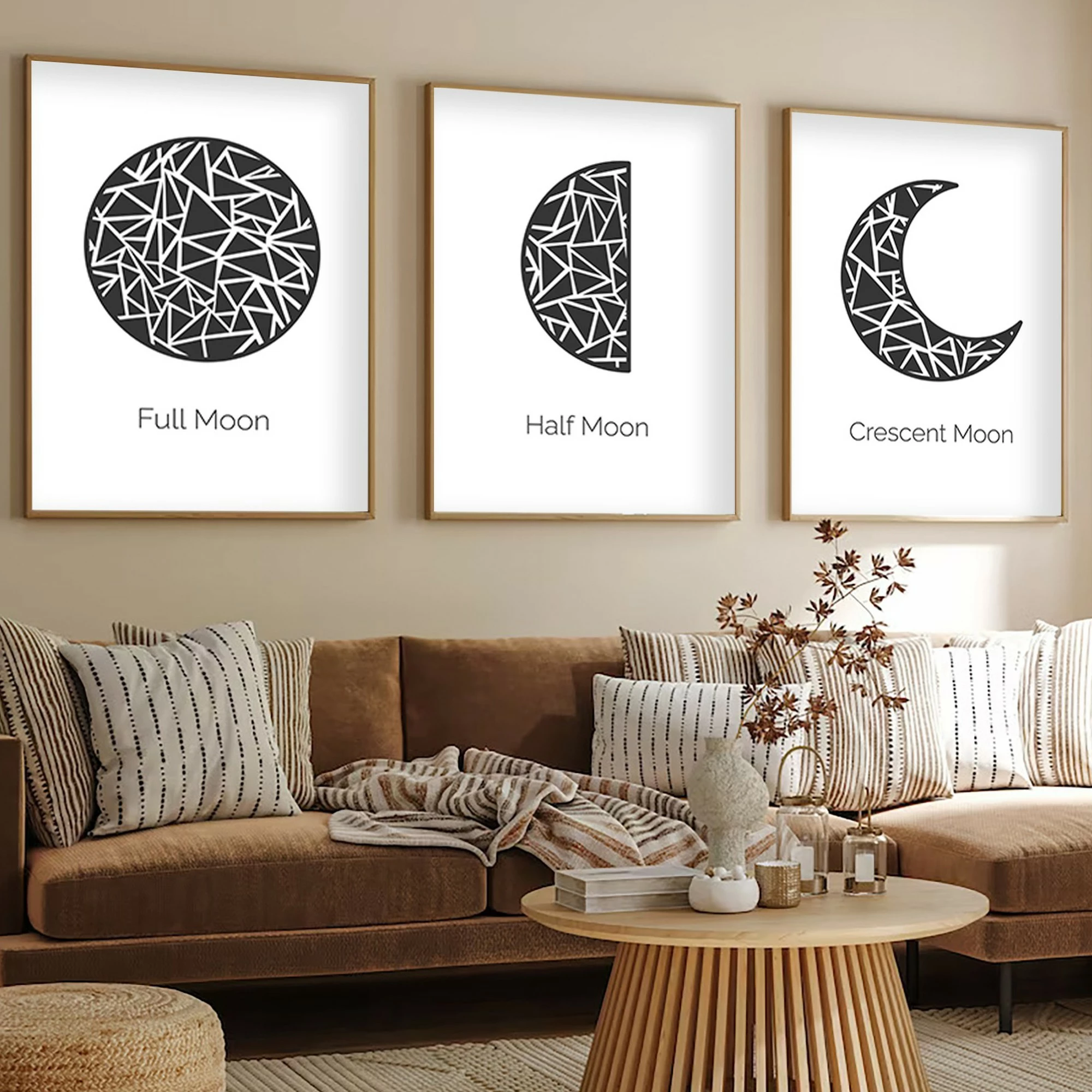 Set pikturash dekorative me kornizë MDF, 3 copë, Wallity, Huhu225, 50x35cm