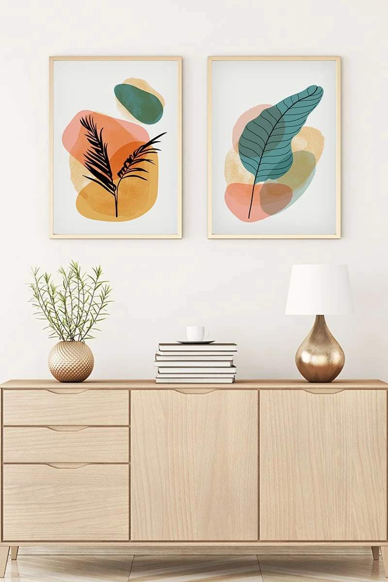 Pikturë dekorative me kornizë, 2 copë, MDF, Wallity, Huhu65, 50x35cm