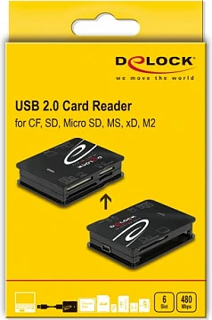 Card reader DeLOCK USB 2.0, 6 slote, CF/SD/microSD/MS/xD, 480 Mbit/s, i zi