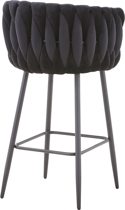Karrige për bar Vivian, kadife e zezë, këmbë metalike, 57x50x100cm