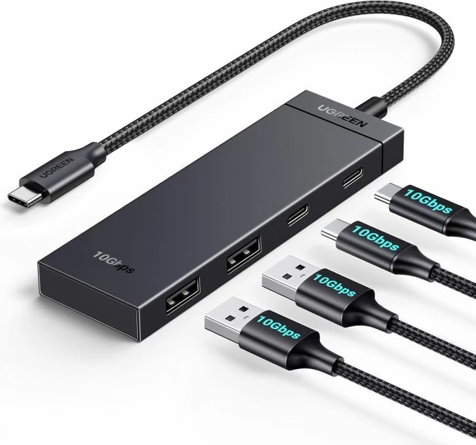 Hub USB-C UGREEN 35583 10Gbps 2x USB-C 3.2 Gen 2 + 2x USB-A 3.2, i zi