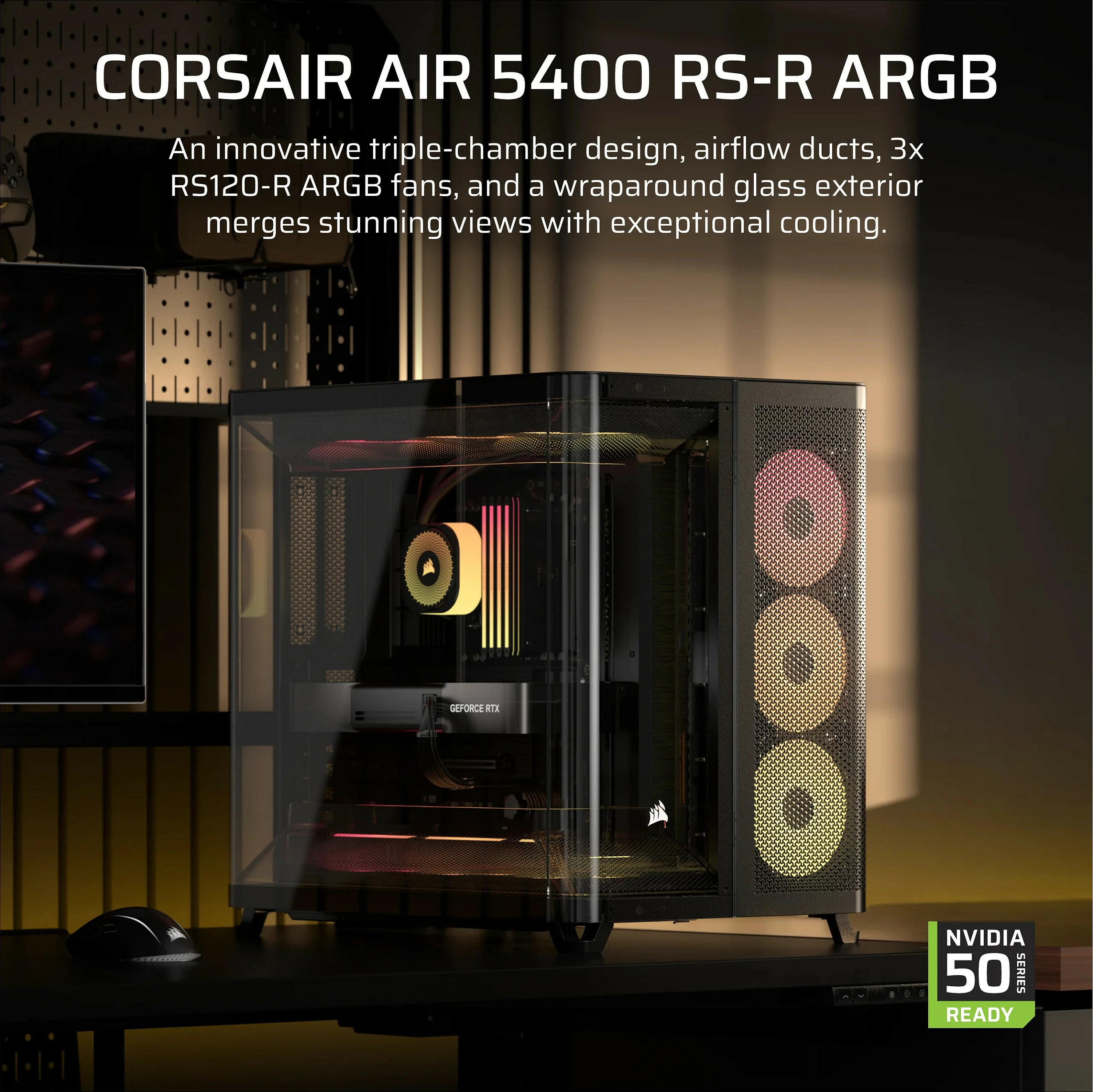 Kasë Corsair Air 5400 RS-R ARGB, Midi Tower ATX, e zezë