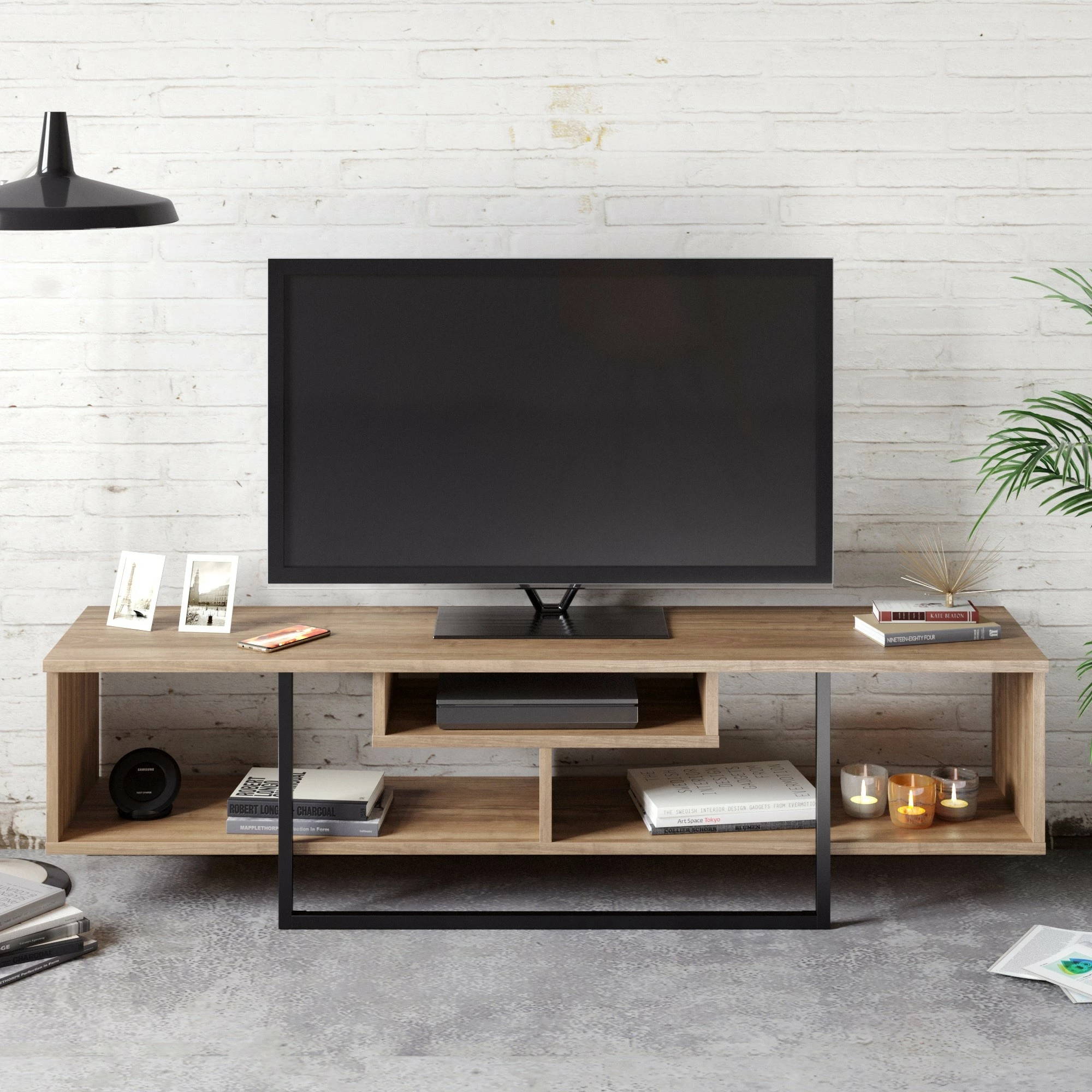 Komodë TV Hanah Home, Asal (150), ngjyrë arre, e zezë