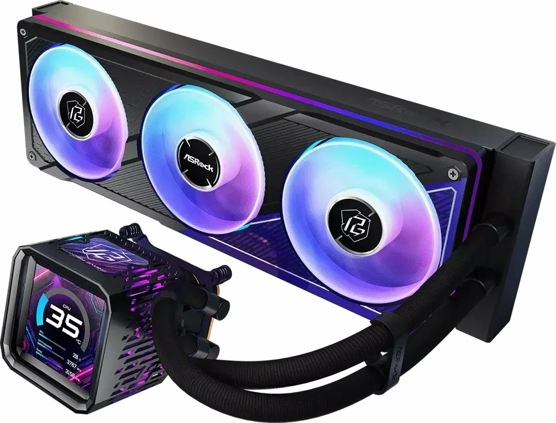 Ftohës uji AIO për CPU ASRock Phantom Gaming 360 LCD 360mm ARGB, 3x120mm (90-APGA36-BAAGA5), i zi